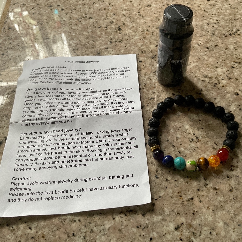 Lava Beaded Aromatherapy Stretch Bracelet With Tea Tree Oil